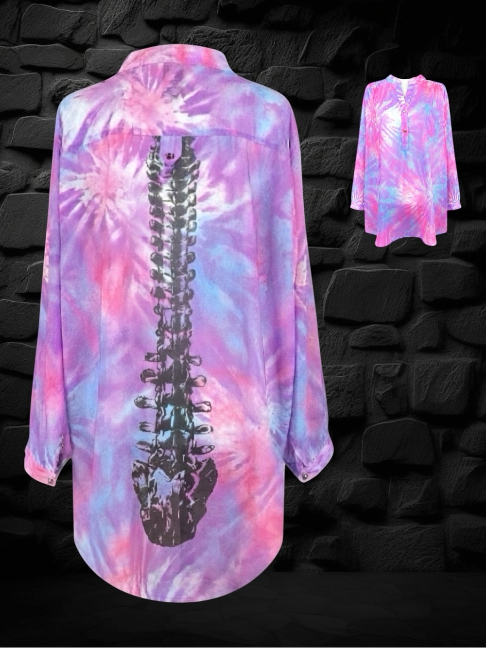 Iron Fist Pastel Whimsigoth Goth Alt Festival Tie Dye Spine Sheer Tunic Top XXL